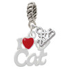 Silver Plated I Heart My Cat - Silver Plated Twist Rope Bead Charm Dangle with Mini Year 2025: Year to Remember Jewelry Gift - Celebrations