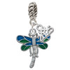 Silver Plated Dragonfly with Green & Blue Wings - Silver Plated Twist Rope Bead Charm Dangle with Mini Year 2025: Year to Remember Jewelry Gift - Celebrations