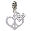 Silver Plated Heart Peace Sign - Silver Plated Twist Rope Bead Charm Dangle with Mini Year 2025: Year to Remember Jewelry Gift - Celebrations
