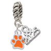 Silver Plated Mini Translucent Orange Paw - Silver Plated Twist Rope Bead Charm Dangle with Mini Year 2025: Year to Remember Jewelry Gift - Celebrations
