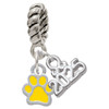Silver Plated Mini Translucent Yellow Paw - Silver Plated Twist Rope Bead Charm Dangle with Mini Year 2025: Year to Remember Jewelry Gift - Celebrations