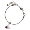 Silver Plated Mini Translucent Maroon Paw - Silver Plated Twist Rope Bead Charm Dangle with Mini Year 2025 on a large hole bead bracelet Jewelry Ideas and Examples