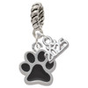 Silver Plated Medium Black Paw - Silver Plated Twist Rope Bead Charm Dangle with Mini Year 2025: Year to Remember Jewelry Gift - Celebrations