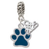 Silver Plated Medium Translucent Navy Paw - Silver Plated Twist Rope Bead Charm Dangle with Mini Year 2025: Year to Remember Jewelry Gift - Celebrations