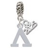 Silver Plated Large Greek Letter - Lambda - Silver Plated Twist Rope Bead Charm Dangle with Mini Year 2025: Year to Remember Jewelry Gift - Celebrations
