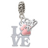 Silver Plated Love with Pink Paw - Silver Plated Twist Rope Bead Charm Dangle with Mini Year 2025: Year to Remember Jewelry Gift - Celebrations