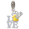Silver Plated Love with Yellow Paw - Silver Plated Twist Rope Bead Charm Dangle with Mini Year 2025: Year to Remember Jewelry Gift - Celebrations