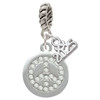 Silver Plated Disc with Crystal Peace Sign - Silver Plated Twist Rope Bead Charm Dangle with Mini Year 2025: Year to Remember Jewelry Gift - Celebrations
