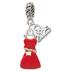 Silver Plated Red Dress - Silver Plated Twist Rope Bead Charm Dangle with Mini Year 2025: Year to Remember Jewelry Gift - Celebrations