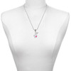 Silver Plated Open Sea Turtle with Hot Pink Plumeria - Silver Plated Twist Rope Bead Charm Dangle with Mini Year 2025 as a necklace pendant