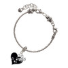 Black Enamel Heart with Paw Prints - Silver Plated Twist Rope Bead Charm Dangle with Mini Year 2025 on a large hole bead bracelet Jewelry Ideas and Examples
