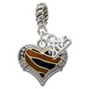 Two-tone Enamel Tiger Print Heart - Silver Plated Twist Rope Bead Charm Dangle with Mini Year 2025: Year to Remember Jewelry Gift - Celebrations