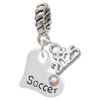 Heart with ''Soccer'' and AB Crystal - Silver Plated Twist Rope Bead Charm Dangle with Mini Year 2025: Year to Remember Jewelry Gift - Celebrations