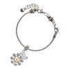 Two-tone Large Daisy with Peace Sign - Silver Plated Twist Rope Bead Charm Dangle with Mini Year 2025 on a large hole bead bracelet Jewelry Ideas and Examples