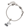 Silver Plated 3-D ''Denied'' Stamp - Silver Plated Twist Rope Bead Charm Dangle with Mini Year 2025 on a large hole bead bracelet Jewelry Ideas and Examples
