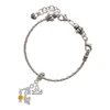 Silver Plated Hit the Sweet Spot with Yellow Softball - Silver Plated Twist Rope Bead Charm Dangle with Mini Year 2025 on a large hole bead bracelet Jewelry Ideas and Examples