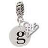 Silver Plated Disc Initial - g - Silver Plated Twist Rope Bead Charm Dangle with Mini Year 2025: Year to Remember Jewelry Gift - Celebrations