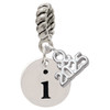 Silver Plated Disc Initial - i - Silver Plated Twist Rope Bead Charm Dangle with Mini Year 2025: Year to Remember Jewelry Gift - Celebrations