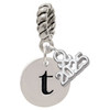 Silver Plated Disc Initial - t - Silver Plated Twist Rope Bead Charm Dangle with Mini Year 2025: Year to Remember Jewelry Gift - Celebrations