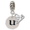 Silver Plated Disc Initial - u - Silver Plated Twist Rope Bead Charm Dangle with Mini Year 2025: Year to Remember Jewelry Gift - Celebrations