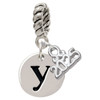Silver Plated Disc Initial - y - Silver Plated Twist Rope Bead Charm Dangle with Mini Year 2025: Year to Remember Jewelry Gift - Celebrations