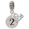 Silver Plated Disc Number - 2 - Silver Plated Twist Rope Bead Charm Dangle with Mini Year 2025: Year to Remember Jewelry Gift - Celebrations