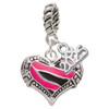 Silver Plated Hot Pink Tiger Print Heart - Silver Plated Twist Rope Bead Charm Dangle with Mini Year 2025: Year to Remember Jewelry Gift - Celebrations