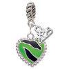 Silver Plated Lime Green Zebra Print Heart - Silver Plated Twist Rope Bead Charm Dangle with Mini Year 2025: Year to Remember Jewelry Gift - Celebrations