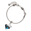 Silver Plated Hot Blue Large Cheetah Print Heart - Silver Plated Twist Rope Bead Charm Dangle with Mini Year 2025 on a large hole bead bracelet Jewelry Ideas and Examples