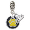 Silver Plated Yellow Paw on Black Disc - Silver Plated Twist Rope Bead Charm Dangle with Mini Year 2025: Year to Remember Jewelry Gift - Celebrations