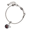 Silver Plated Maroon Paw on Black Disc - Silver Plated Twist Rope Bead Charm Dangle with Mini Year 2025 on a large hole bead bracelet Jewelry Ideas and Examples
