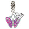 Silver Plated Hot Pink & Purple Butterfly - Silver Plated Twist Rope Bead Charm Dangle with Mini Year 2025: Year to Remember Jewelry Gift - Celebrations