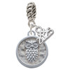 Silver Plated Owl - Round Seal - Silver Plated Twist Rope Bead Charm Dangle with Mini Year 2025: Year to Remember Jewelry Gift - Celebrations