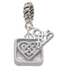 Silver Plated Celtic Knot Heart - Square Seal - Silver Plated Twist Rope Bead Charm Dangle with Mini Year 2025: Year to Remember Jewelry Gift - Celebrations