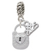 Silver Plated Hammered Lock with Heart and Clear Crystals - Silver Plated Twist Rope Bead Charm Dangle with Mini Year 2025: Year to Remember Jewelry Gift - Celebrations
