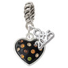Silver Plated Black Resin Heart with Fall Crystals - Silver Plated Twist Rope Bead Charm Dangle with Mini Year 2025: Year to Remember Jewelry Gift - Celebrations
