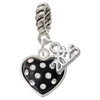 Silver Plated Black Resin Heart with Clear Crystals in Frame - Silver Plated Twist Rope Bead Charm Dangle with Mini Year 2025: Year to Remember Jewelry Gift - Celebrations