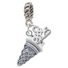 Silver Plated 3-D Resin Vanilla Ice Cream Cone with Crystals - Silver Plated Twist Rope Bead Charm Dangle with Mini Year 2025: Year to Remember Jewelry Gift - Celebrations