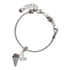 Silver Plated 3-D Resin Chocolate Ice Cream Cone with Crystals - Silver Plated Twist Rope Bead Charm Dangle with Mini Year 2025 on a large hole bead bracelet Jewelry Ideas and Examples