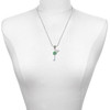 Silver Plated Translucent Green Lucky Four Leaf Clover Key - Silver Plated Twist Rope Bead Charm Dangle with Mini Year 2025 as a necklace pendant