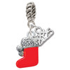 Silver Plated 3-D Red Christmas Stocking - Silver Plated Twist Rope Bead Charm Dangle with Mini Year 2025: Year to Remember Jewelry Gift - Celebrations