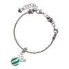 Silver Plated 3-D Green Striped Ornament - Silver Plated Twist Rope Bead Charm Dangle with Mini Year 2025 on a large hole bead bracelet Jewelry Ideas and Examples