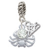 Silver Plated 3-D Clear Crystal Spider - Silver Plated Twist Rope Bead Charm Dangle with Mini Year 2025: Year to Remember Jewelry Gift - Celebrations
