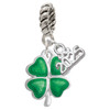 Silver Plated Translucent Green Lucky Four Leaf Clover - Silver Plated Twist Rope Bead Charm Dangle with Mini Year 2025: Year to Remember Jewelry Gift - Celebrations