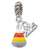 Silver Plated Small 3-D Enamel Candy Corn - Silver Plated Twist Rope Bead Charm Dangle with Mini Year 2025: Year to Remember Jewelry Gift - Celebrations
