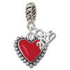 Silver Plated Red Heart with Beaded Border - Silver Plated Twist Rope Bead Charm Dangle with Mini Year 2025: Year to Remember Jewelry Gift - Celebrations