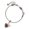 Silver Plated Translucent Brown Heart with Beaded Border - Silver Plated Twist Rope Bead Charm Dangle with Mini Year 2025 on a large hole bead bracelet Jewelry Ideas and Examples