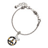 Silver Plated Large Brown Tiger Print Peace Sign - Silver Plated Twist Rope Bead Charm Dangle with Mini Year 2025 on a large hole bead bracelet Jewelry Ideas and Examples