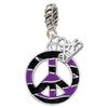 Silver Plated Large Purple Tiger Print Peace Sign - Silver Plated Twist Rope Bead Charm Dangle with Mini Year 2025: Year to Remember Jewelry Gift - Celebrations