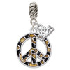 Silver Plated Large Brown Cheetah Print Peace Sign - Silver Plated Twist Rope Bead Charm Dangle with Mini Year 2025: Year to Remember Jewelry Gift - Celebrations